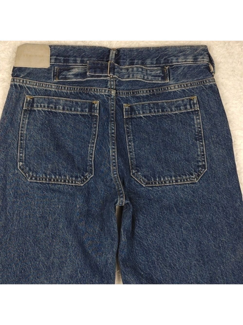 Everlane Cinched Utility Jean Blue Medium Wash High Rise Straight Leg Jean - Picture 11 of 15